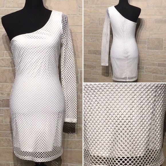 Forever 21 Dresses & Skirts - Forever 21 - Sz M - white one sleeved mesh dress